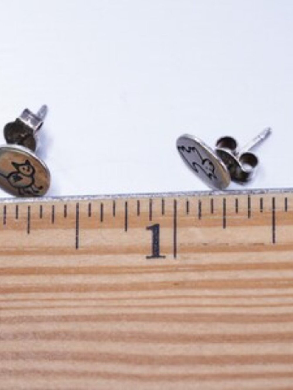 Vintage Silpada Sterling 925 silver earrings, Dog And Cat Post Studs P1986 - Picture 4 of 5